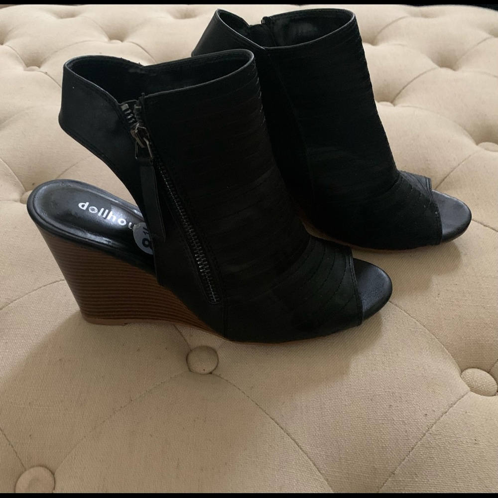 Genuine leather zip up wedges. Like new hardly used